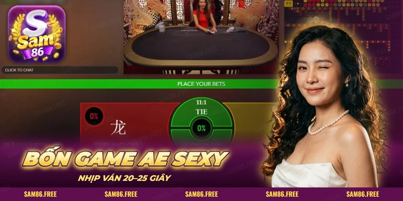 Bàn Rồng Hổ live với khung đặt cược và cửa Hòa trong sảnh AE Sexy