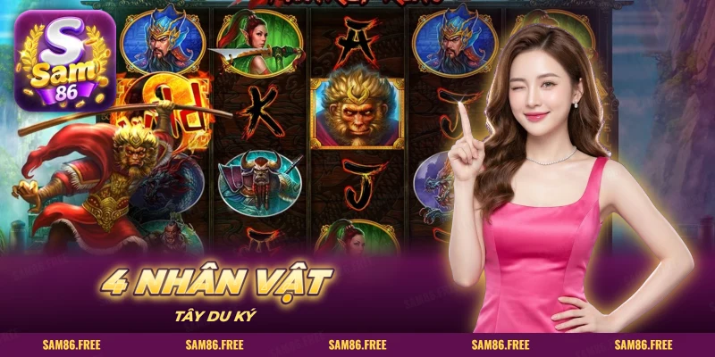 Lưới slot Tây Du Ký với Tôn Ngộ Không và các biểu tượng chữ cái