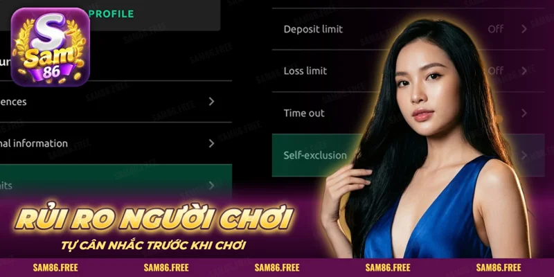 Màn cài đặt giới hạn cược và tự loại trừ, nhắc rủi ro người chơi