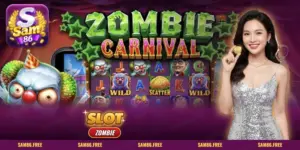 Slot Zombies SAM86 với biểu tượng não và nhân vật zombie hoạt hình